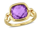 4.49 Carat (ctw) Amethyst Solitaire Ring in Yellow Plated Sterling Silver