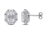 4.32 Carat (ctw) Synthetic Moissanite Octagon Solitaire Earrings in Sterling Silver