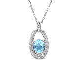 3.94 Carat (ctw) Blue Topaz and White Topaz Drop Pendant Necklace Sterling Silver with Chain