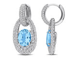 8.11 Carat (ctw) Blue Topaz and White Topaz Dangle Earrings in Sterling Silver