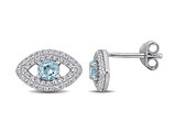 1.07 Carat (ctw) Blue Topaz Lab-Created White Sapphire Earrings in Sterling Silver