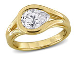 2.00 Carat (ctw) Lab-Created Solitaire Moissanite Ring in Yellow Plated Sterling Silver