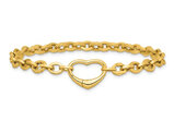 14K Yellow Gold Twisted Link with Heart Bracelet (7.5 inches) 