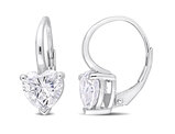 3.00 Carat (ctw) Synthetic Moissanite Heart Leverback Earrings in Sterling Silver