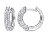 3/5 Carat (ctw) Synthetic Moissanite Hoop Earrings in Sterling Silver