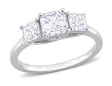 1.65 Carat (ctw) Lab-Created Three-Stone Asscher-Cut Moissanite Engagement Ring in Sterling Silver
