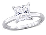 2.00 Carat (ctw) Lab-Created Square-Cut Moissanite Solitaire Engagement Ring in Sterling Silver