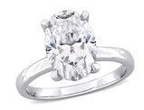 4.50 Carat (ctw) Lab-Created Oval Solitaire Moissanite Engagement Ring in Sterling Silver