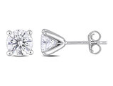 1.90 Carat (ctw) Synthetic Moissanite Solitaire Stud Earrings Sterling Silver