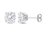 3.70 Carat (ctw) Synthetic Moissanite Solitaire Stud Earrings Sterling Silver