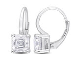 3.00 Carat (ctw) Synthetic Moissanite Asscher-Cut Leverback Earrings in Sterling Silver