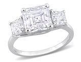 3.50 Carat (ctw) Lab-Created Three-Stone Asscher-Cut Moissanite Engagement Ring in Sterling Silver