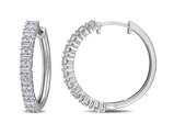 1.70 Carat (ctw) Synthetic Moissanite Hoop Earrings Sterling Silver