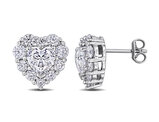3.66 Carat (ctw) Synthetic Moissanite Heart Stud Earrings Sterling Silver