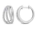 4/5 Carat (ctw) Synthetic Moissanite Hoop Earrings in Sterling Silver