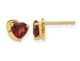 1.00 Carat (ctw) Garnet Heart Solitaire Earrings 10K Yellow Gold