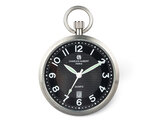 Charles Hubert Stainless Steel Black Dial Pocket Watch (42mm)