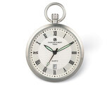 Charles Hubert Stainless Steel Open Face White Pocket Watch (42mm)