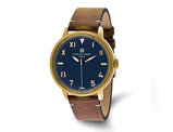 Mens Charles-Hubert Stainless Steel Blue Dial Watch with Leather Band