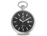 Charles Hubert Stainless Steel Black Dial Pocket Watch (47mm)