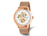 Ladies Mason Skeleton Rose Pink Plated Steel Watch with Mesh Band