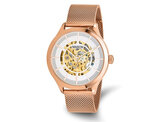 Ladies Mason Skeleton Rose Pink Plated Steel Watch with Mesh Band
