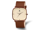 Mens Charles-Hubert Champagne Dial Watch with Brown Leather Band