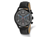 Mens Mason Black Stainless Steel Chronograph Watch with Black Leather Band