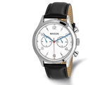 Mens Mason Stainless Steel Chronograph Watch with Black Leather Band