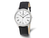 Mens Charles-Hubert Stainless Steel White Dial Watch with Leather Band (43mm)