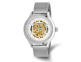 Mens Mason Skeleton Movement Stainless Steel Watch with Mesh Band