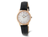 Ladies Charles-Hubert Rose Plated Stainless Steel Watch with Black Leather Band (33mm)