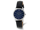 Ladies Charles-Hubert Stainless Steel Blue Dial Watch with Black Leather Band (33mm)