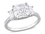3.18 Carat (ctw) Lab-Created Three-Stone Asscher-Cut Moissanite Engagement Ring in Sterling Silver