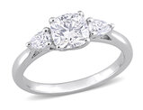 1.42 Carat (ctw) Lab-Created Three-Stone Cushion-Cut Moissanite Engagement Ring in Sterling Silver
