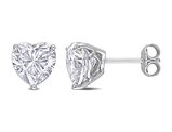4.00 Carat (ctw) Synthetic Moissanite Heart Stud Earrings Sterling Silver