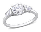1.19 Carat (ctw) Lab-Created Three-Stone Moissanite Engagement Ring in Sterling Silver