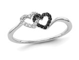 1/10 Carat (ctw) Black & White Diamond Heart Promise Ring in 14K White Gold
