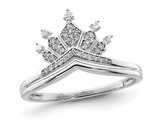 Sterling Silver Crown Ring with 1/8 Carat (ctw) Diamonds
