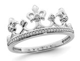 Sterling Silver Crown Ring with 1/8 Carat (ctw) Diamonds