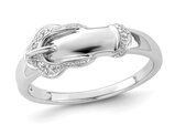 Sterling Silver Polished Buckle Ring with Accent Diamonds