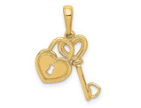 10K Yellow Gold Key and Lock Heart Charm Pendant (NO CHAIN)