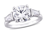 3.05 Carat (ctw) Lab-Created Three-Stone Moissanite Engagement Ring in Sterling Silver