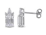 2.36 Carat (ctw) Synthetic Moissanite Octagon Solitaire Stud Earrings in Sterling Silver