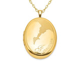 Gold-Plated Sterling Silver Forever Love Oval Locket Pendant Necklace with Chain