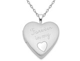 Sterling Silver Polished and Satin Heart Locket Pendant Necklace with Chain