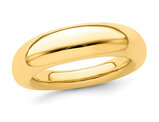 Yellow Plated High Polished Sterling Silver Dome Ring