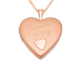 Rose Gold Plated Sterling Silver Satin Heart Locket Pendant Necklace with Chain