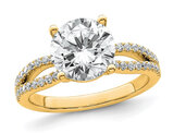 2.75 Carat (ctw VS, F) Lab-Grown Round Diamond Engagement Ring in 14K Yellow Gold