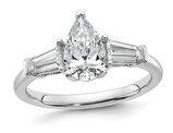 1.50 Carat (ctw VS, D-E-F) Certified Lab-Grown Pear Diamond Engagement Three Stone Ring in 14K White Gold